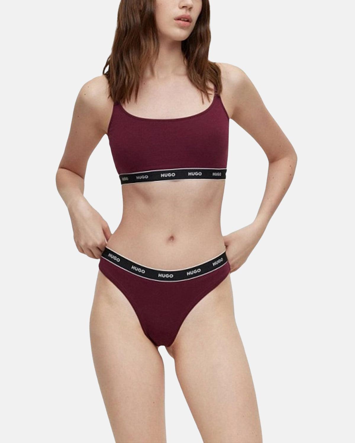 HUGO WOMENS 3 PACK THONGS BURGUNDY RED PINK - northern threads