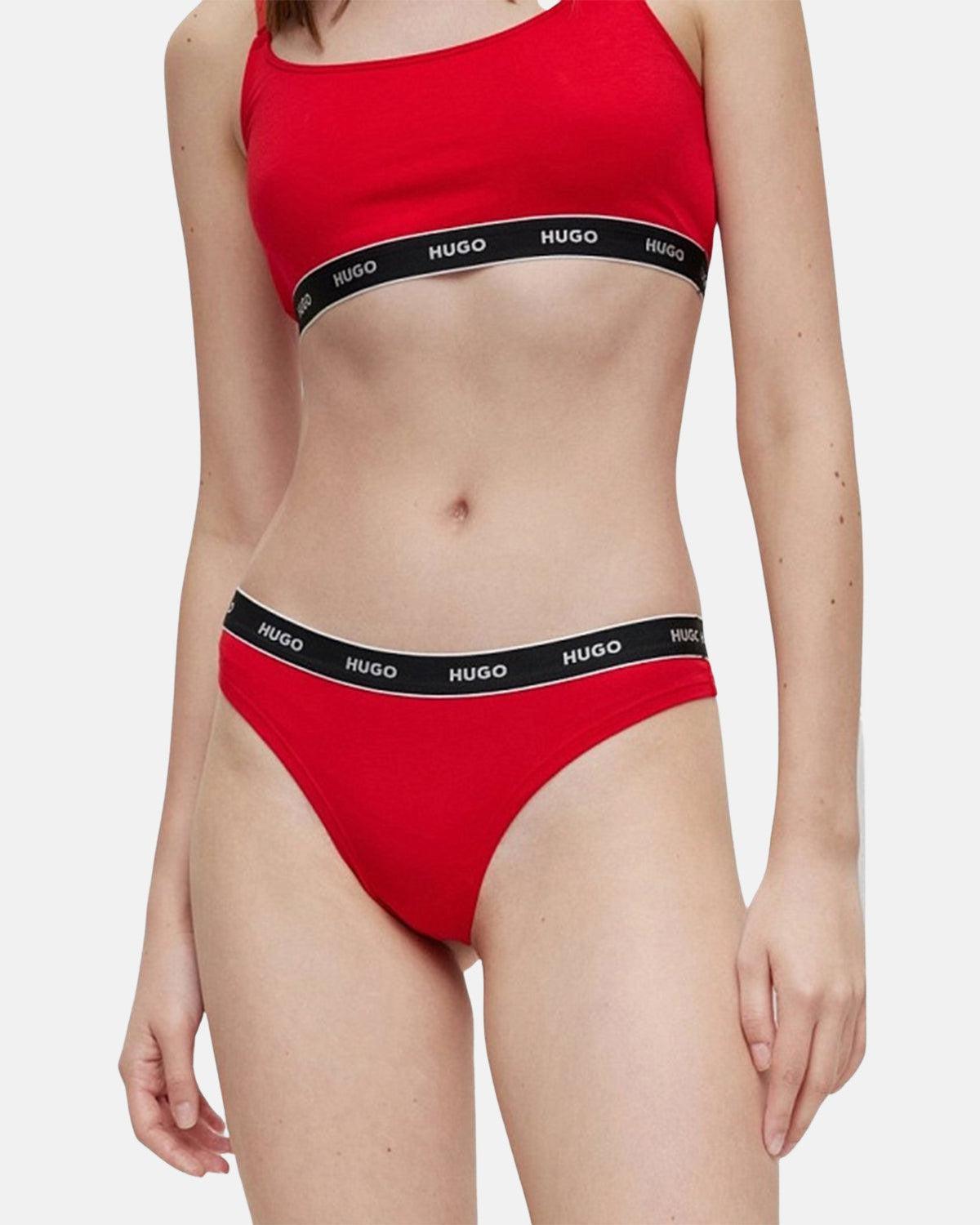 HUGO WOMENS 3 PACK THONGS BURGUNDY RED PINK - northern threads