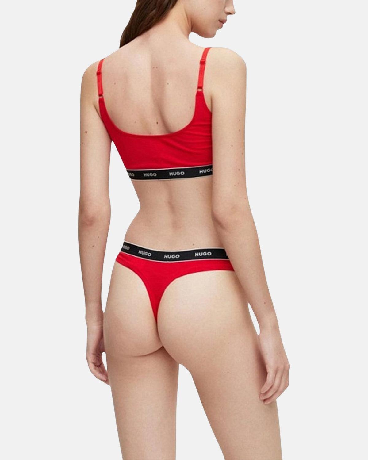 HUGO WOMENS 3 PACK THONGS BURGUNDY RED PINK - northern threads