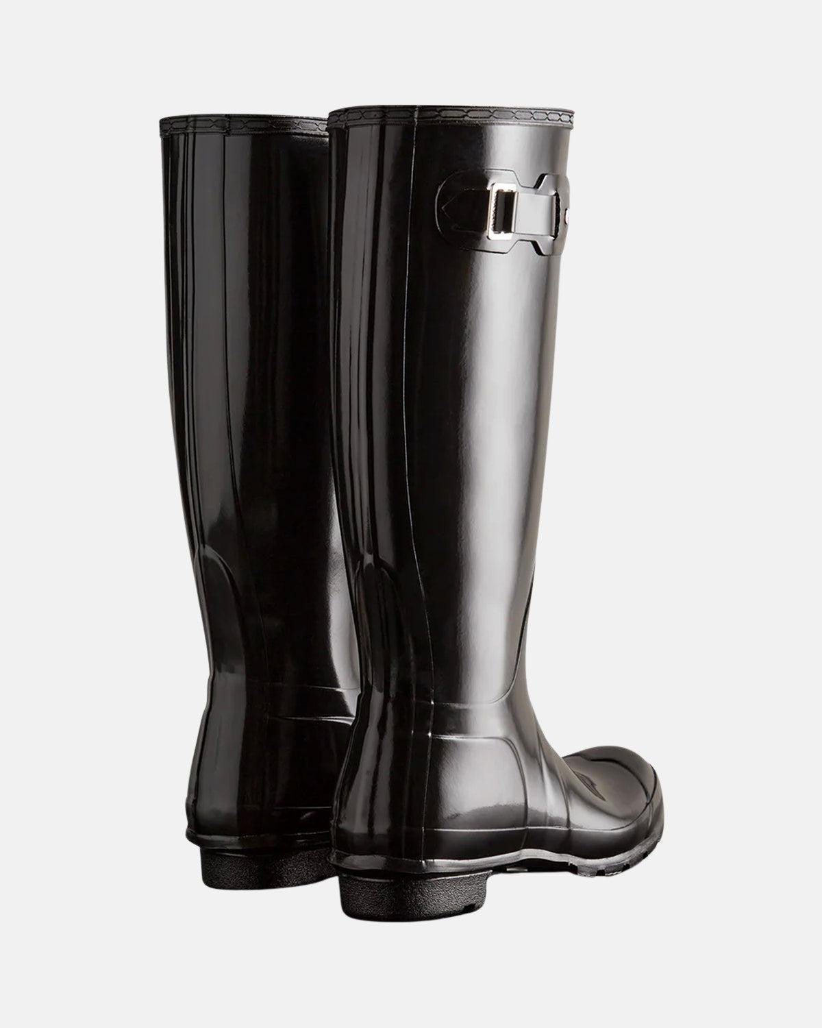 HUNTER WOMENS ORIGINAL TALL GLOSS BOOTS BLACK - northern threads