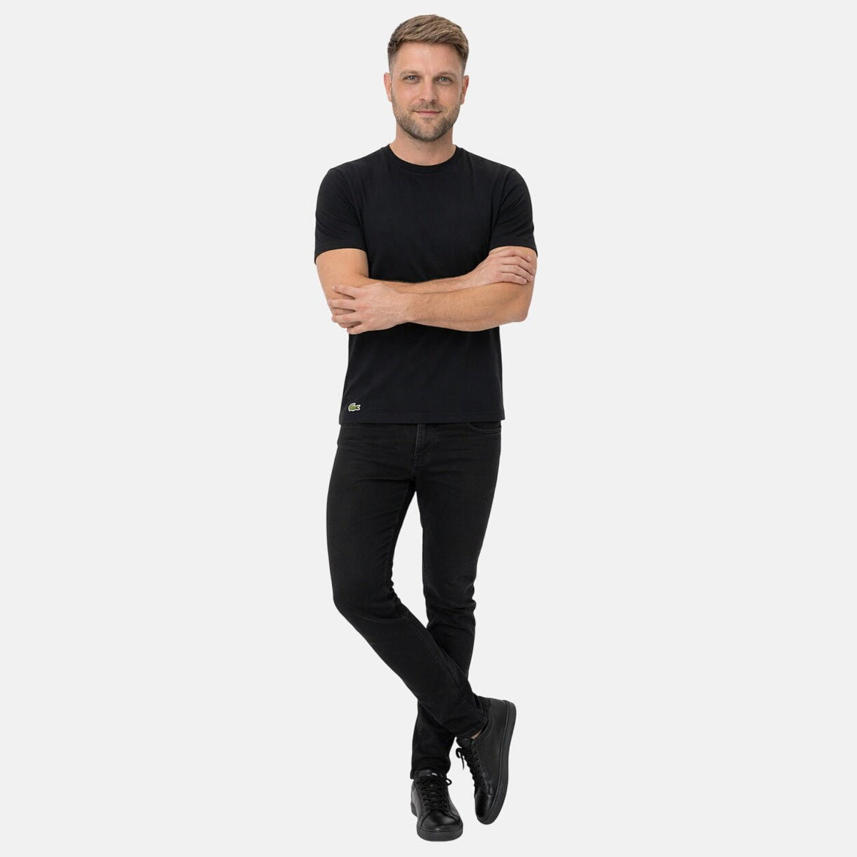 Lacoste 3 Pack Lounge Cotton T-Shirts Black/Black/Black | Northern Threads Designer Menswear