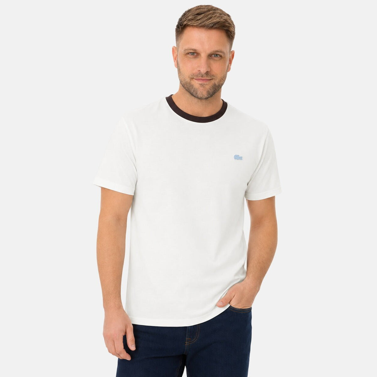 Lacoste Classic Fit Contrast Colour T-Shirt Flour | Northern Threads Designer Menswear