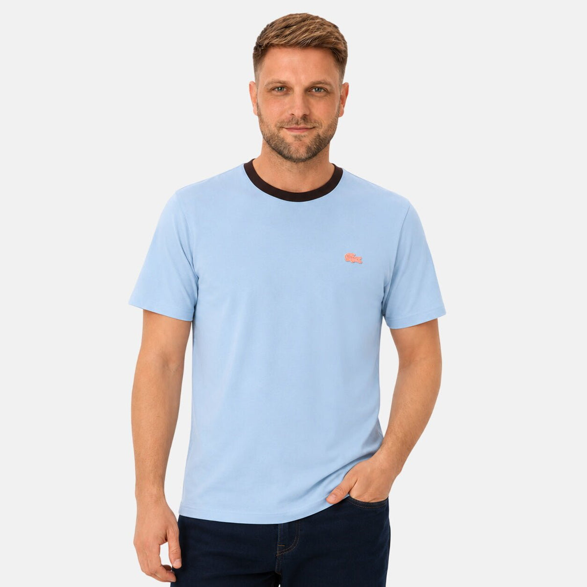 Lacoste Classic Fit Contrast Colour T-Shirt Powder Blue | Northern Threads Designer Menswear