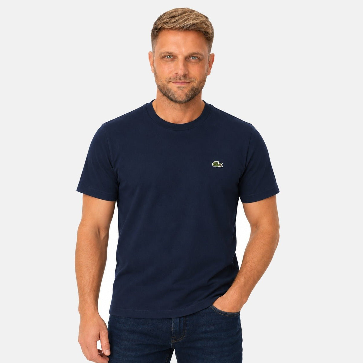 Lacoste Cotton Pima Crew Neck T-Shirt Midnight Blue | Northern Threads Designer Menswear
