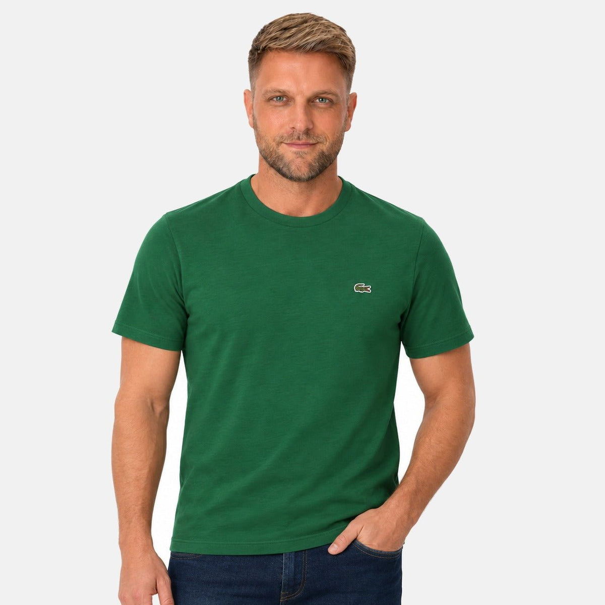 Lacoste Cotton Pima Crew Neck T-Shirt Pine Green | Northern Threads Designer Menswear