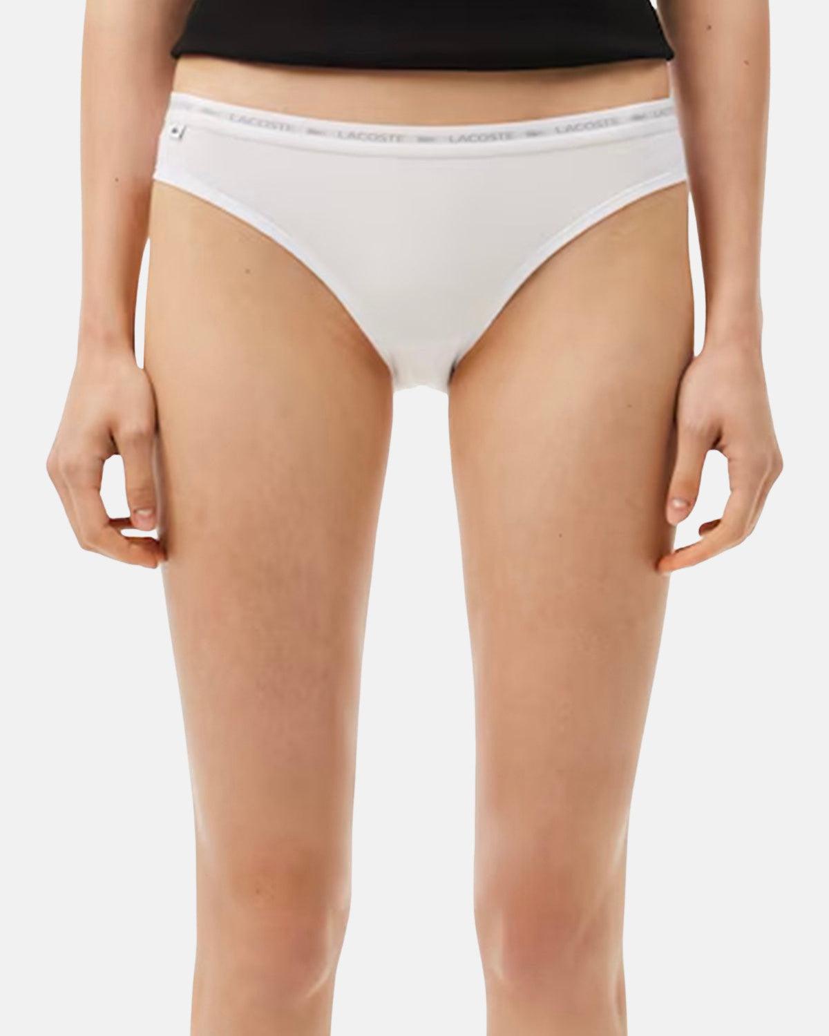 LACOSTE WOMENS 3 PACK STRETCH COTTON BRIEFS BLACK WHITE GREY - northern threads