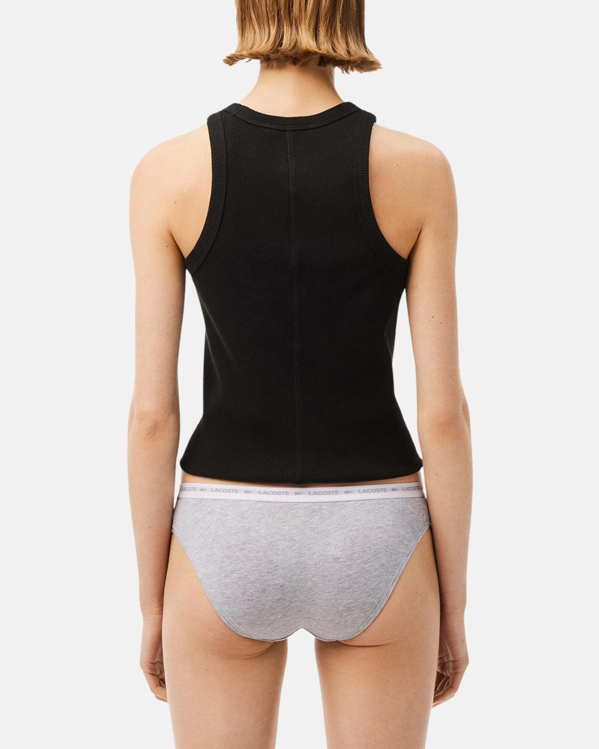 LACOSTE WOMENS 3 PACK STRETCH COTTON BRIEFS BLACK WHITE GREY - northern threads