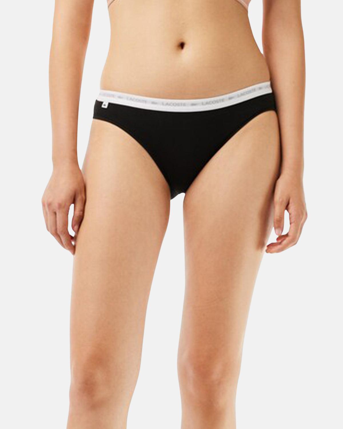 LACOSTE WOMENS 3 PACK STRETCH COTTON BRIEFS BLACK WHITE GREY - northern threads