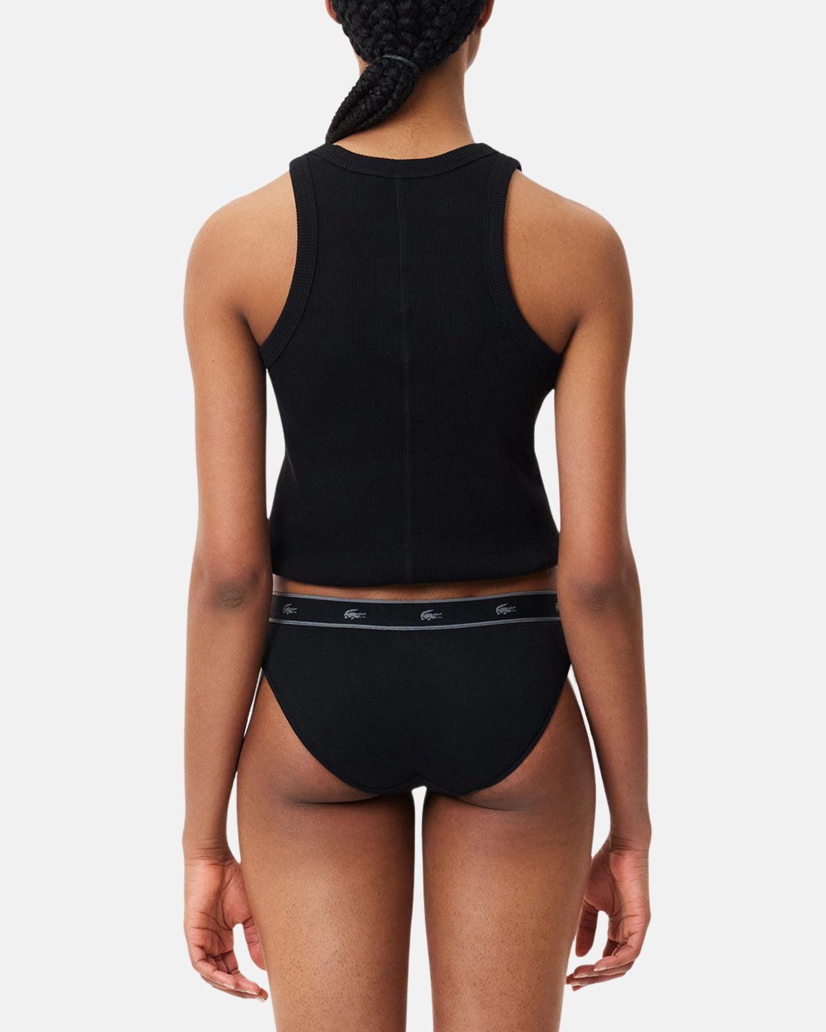 LACOSTE WOMENS ESSENTIAL STRETCH COTTON BRIEFS BLACK - northern threads