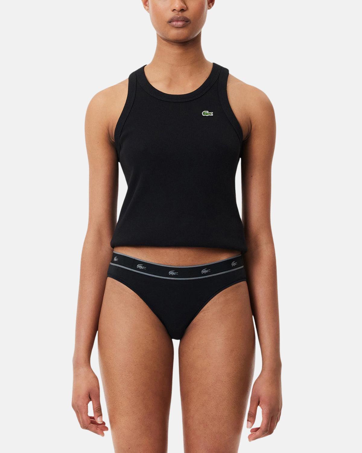 LACOSTE WOMENS ESSENTIAL STRETCH COTTON BRIEFS BLACK - northern threads