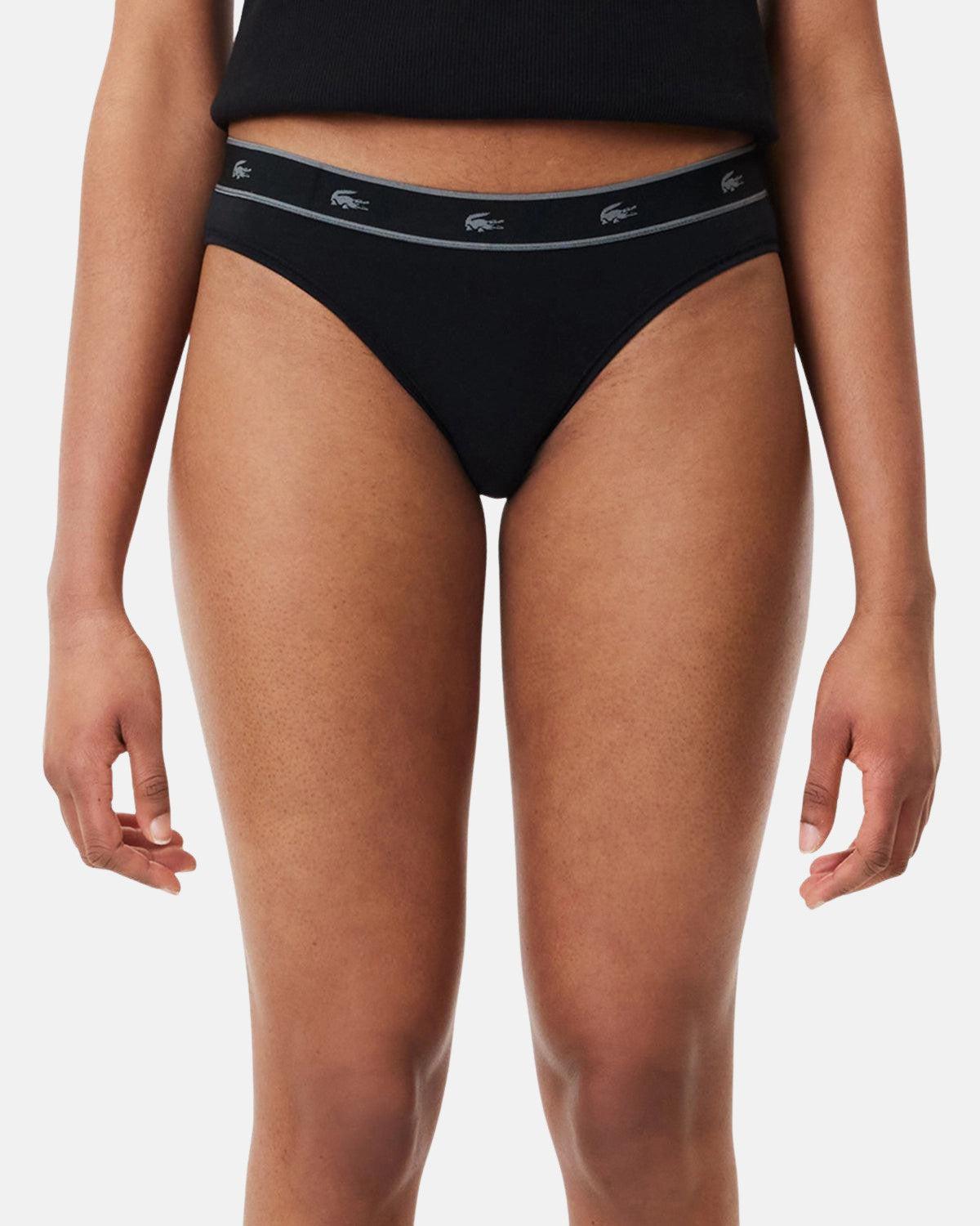 LACOSTE WOMENS ESSENTIAL STRETCH COTTON BRIEFS BLACK - northern threads