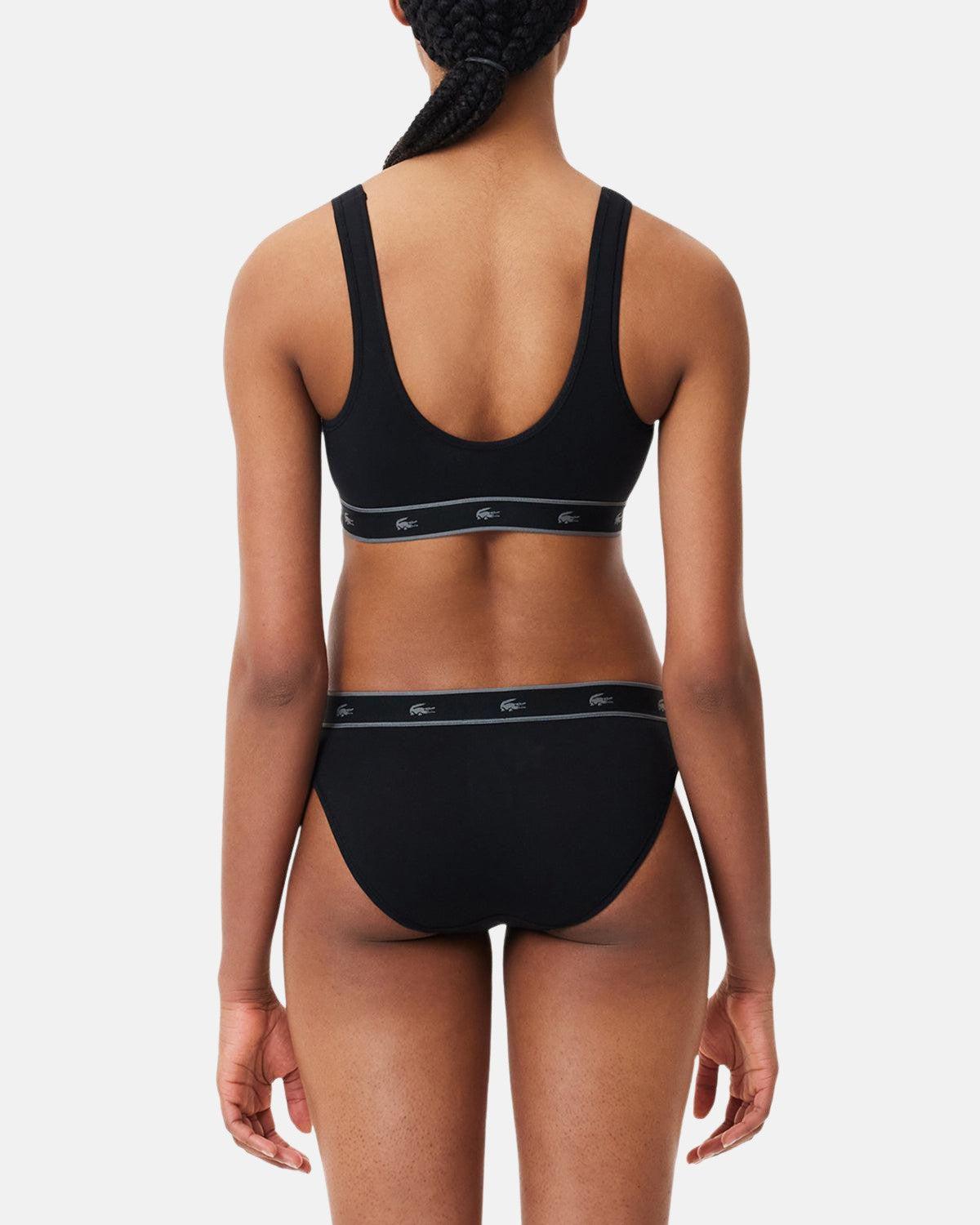 LACOSTE WOMENS ESSENTIAL STRETCH COTTON TRIANGLE BRALETTE BLACK - northern threads