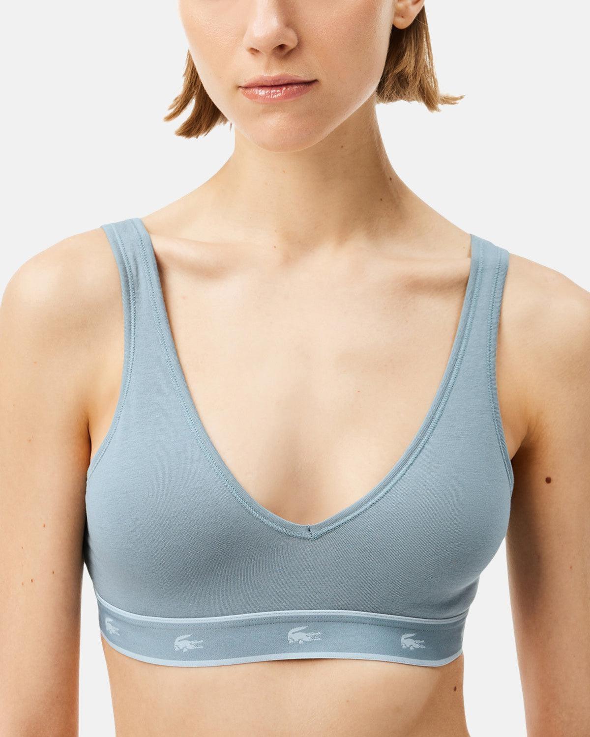 LACOSTE WOMENS ESSENTIAL STRETCH COTTON TRIANGLE BRALETTE GREY - LACOSTE-IF8169-00-N41-XS - northern threads uk