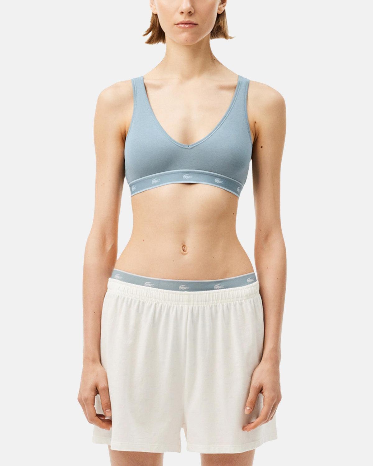 LACOSTE WOMENS ESSENTIAL STRETCH COTTON TRIANGLE BRALETTE GREY - LACOSTE-IF8169-00-N41-XS - northern threads uk
