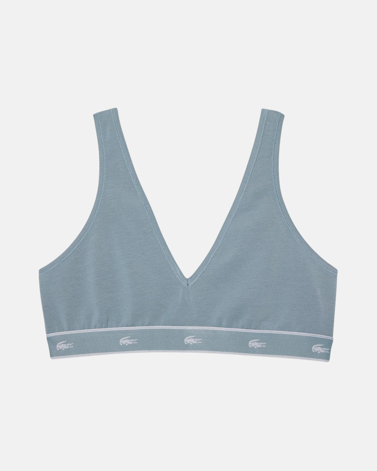 LACOSTE WOMENS ESSENTIAL STRETCH COTTON TRIANGLE BRALETTE GREY - LACOSTE-IF8169-00-N41-XS - northern threads uk