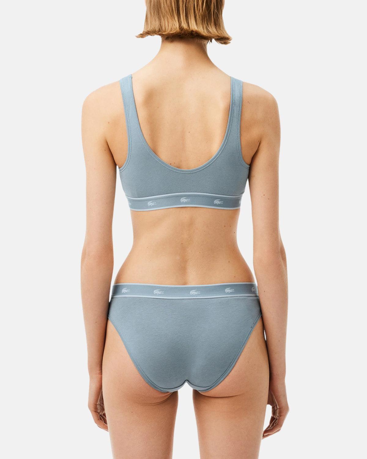 LACOSTE WOMENS ESSENTIAL STRETCH COTTON TRIANGLE BRALETTE GREY - LACOSTE-IF8169-00-N41-XS - northern threads uk