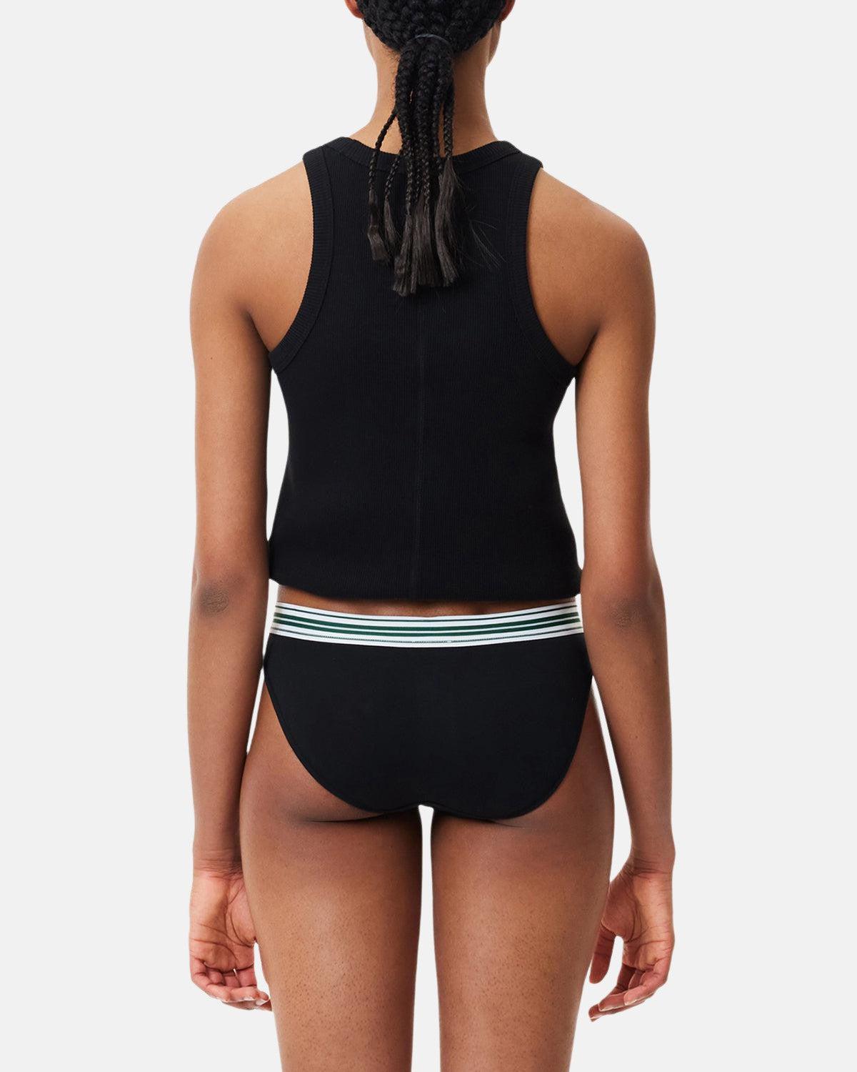 LACOSTE WOMENS HERITAGE STRETCH COTTON BRIEFS BLACK - northern threads