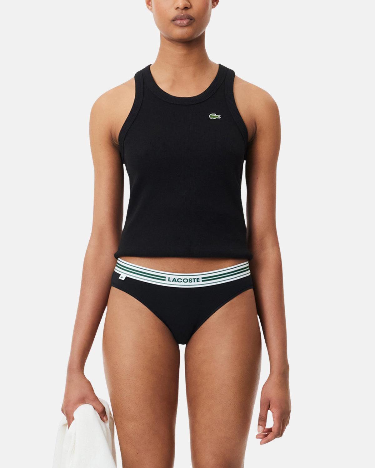 LACOSTE WOMENS HERITAGE STRETCH COTTON BRIEFS BLACK - northern threads