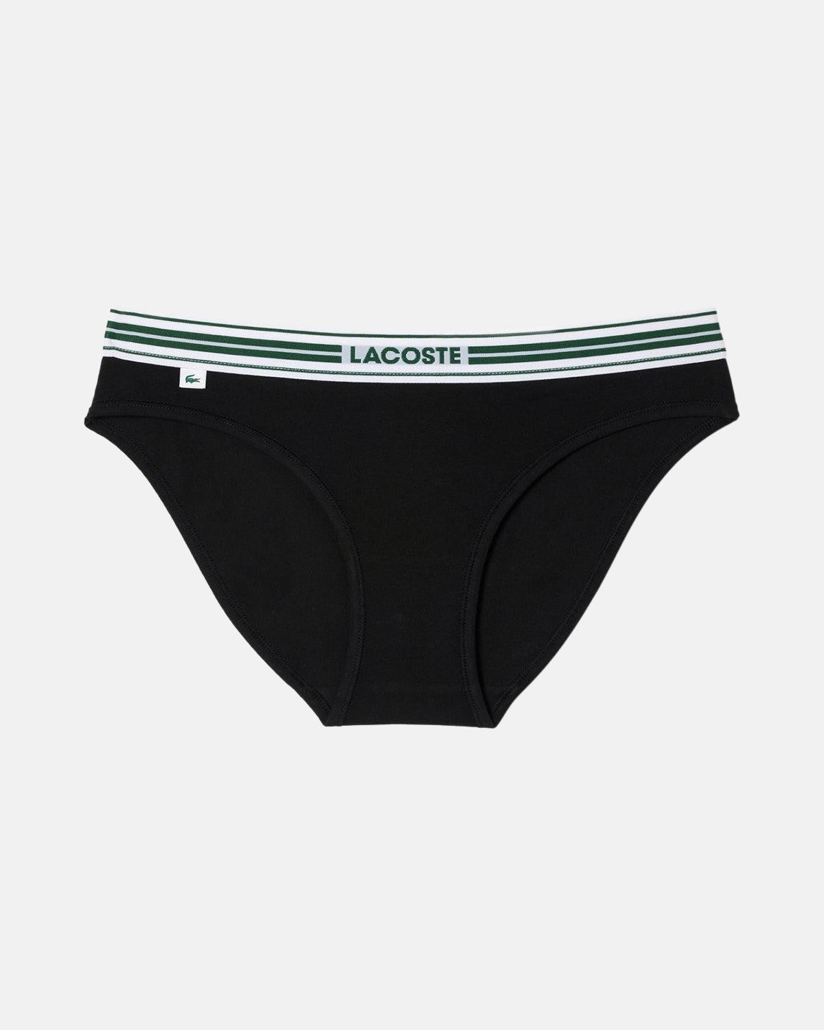 LACOSTE WOMENS HERITAGE STRETCH COTTON BRIEFS BLACK - LACOSTE-8F1333-00-031-XS - northern threads uk