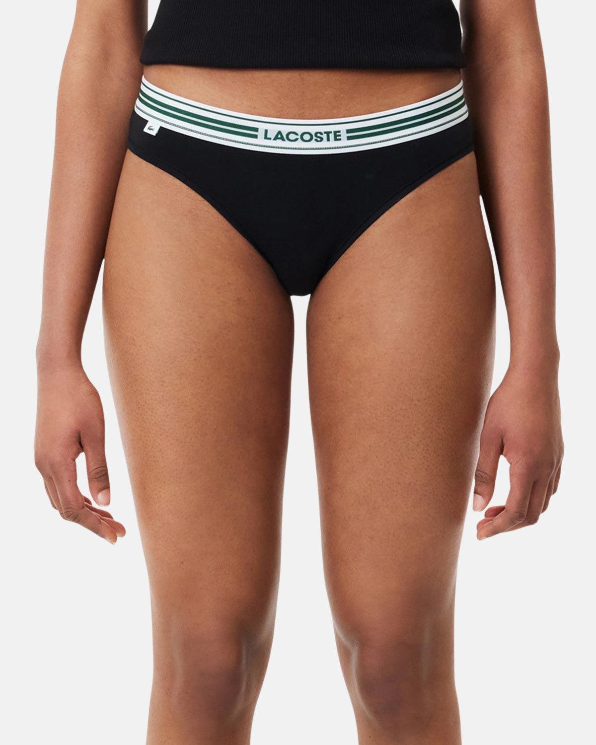 LACOSTE WOMENS HERITAGE STRETCH COTTON BRIEFS BLACK - northern threads