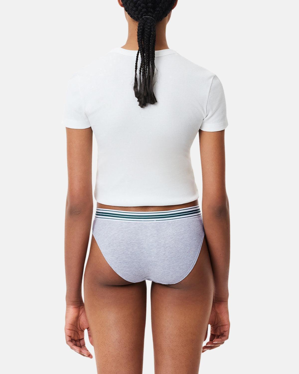 LACOSTE WOMENS HERITAGE STRETCH COTTON BRIEFS GREY CHINE - northern threads