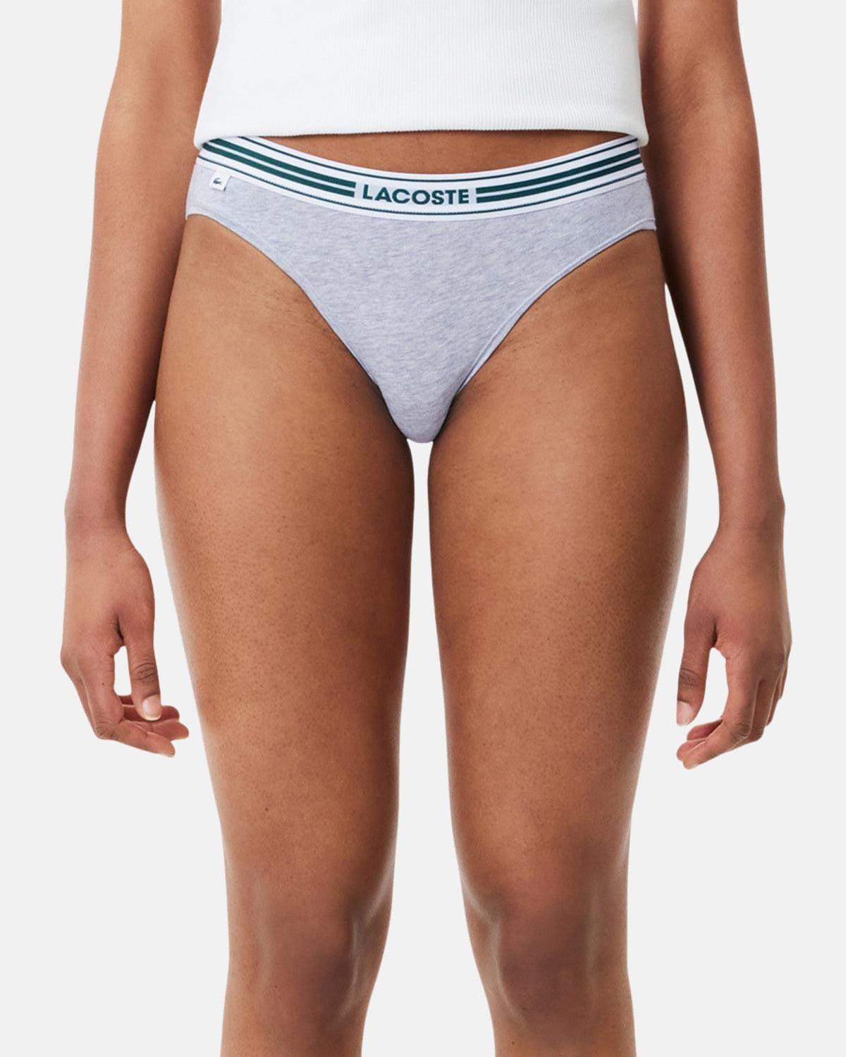 LACOSTE WOMENS HERITAGE STRETCH COTTON BRIEFS GREY CHINE - northern threads