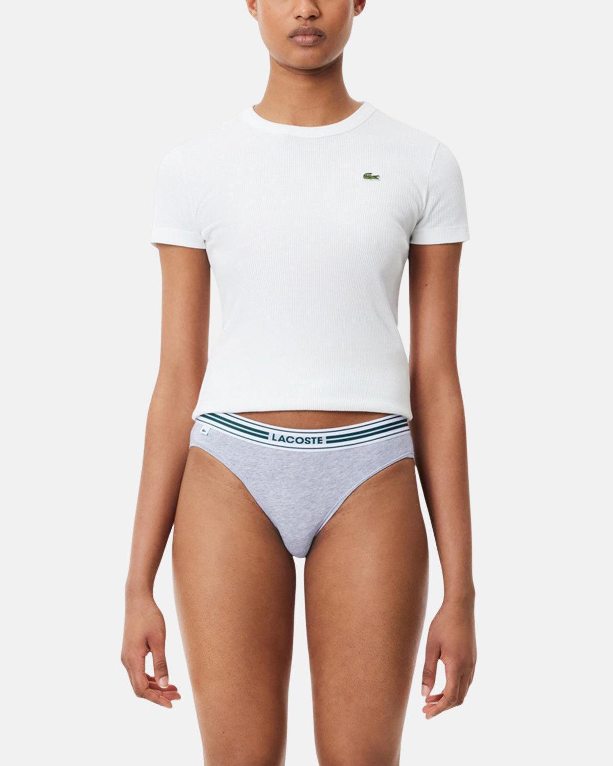 LACOSTE WOMENS HERITAGE STRETCH COTTON BRIEFS GREY CHINE - northern threads