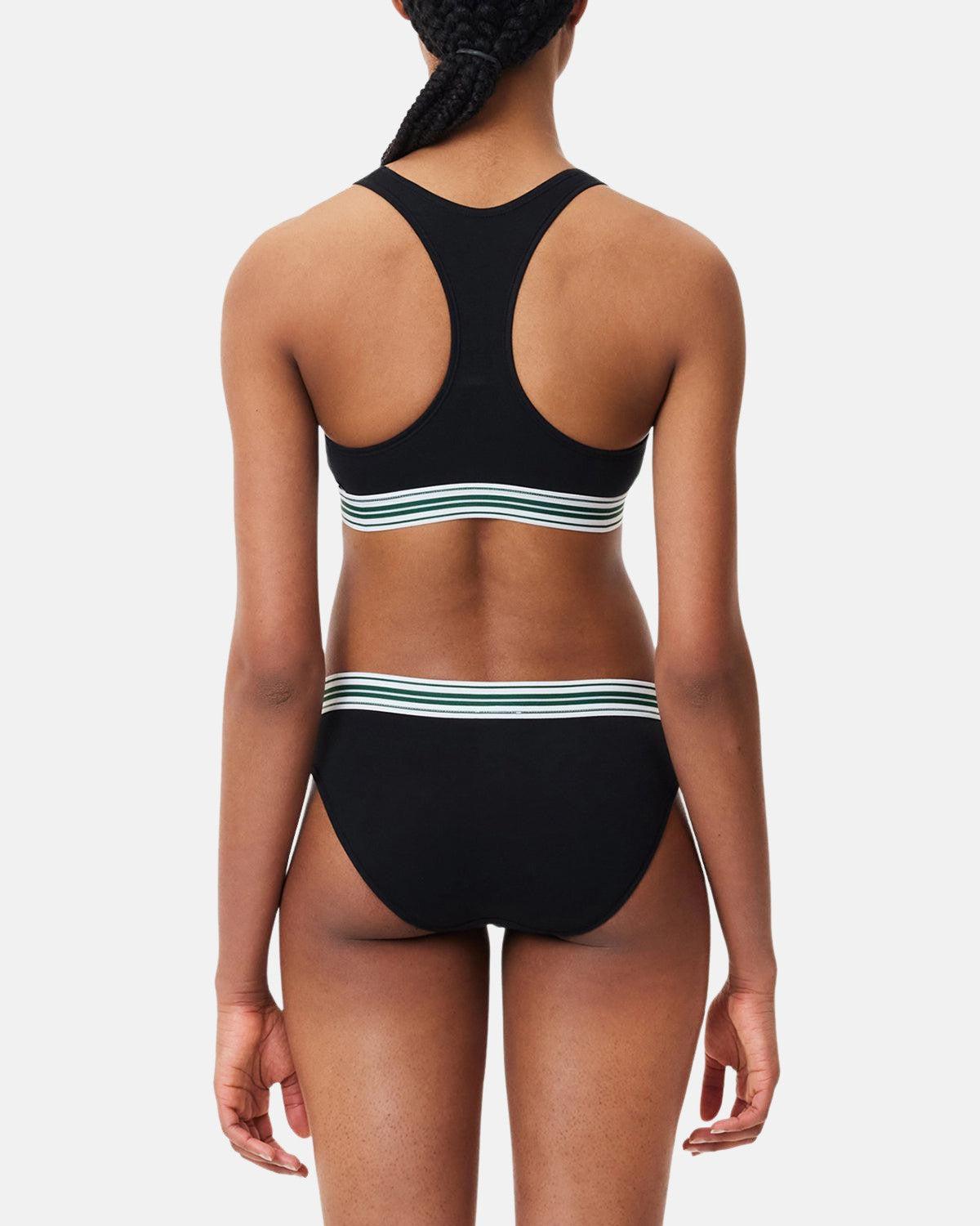 LACOSTE WOMENS HERITAGE STRETCH COTTON RACER BACK BRALETTE BLACK - northern threads