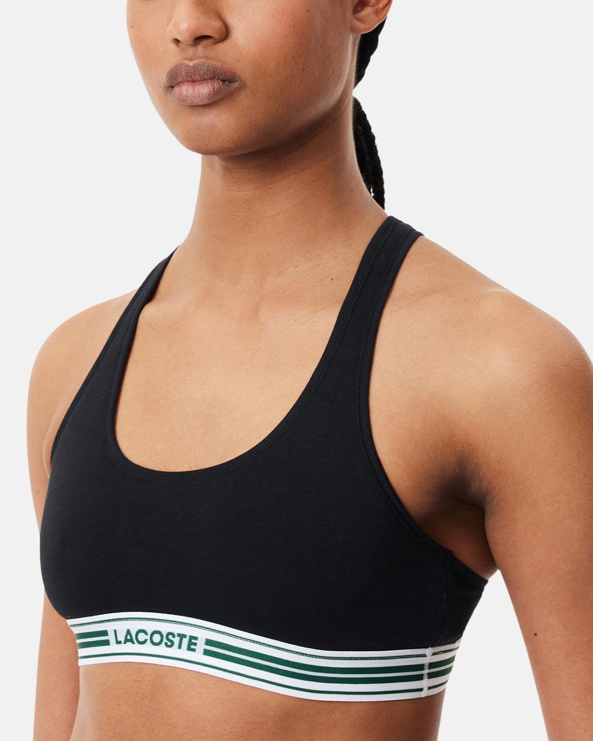 LACOSTE WOMENS HERITAGE STRETCH COTTON RACER BACK BRALETTE BLACK - northern threads