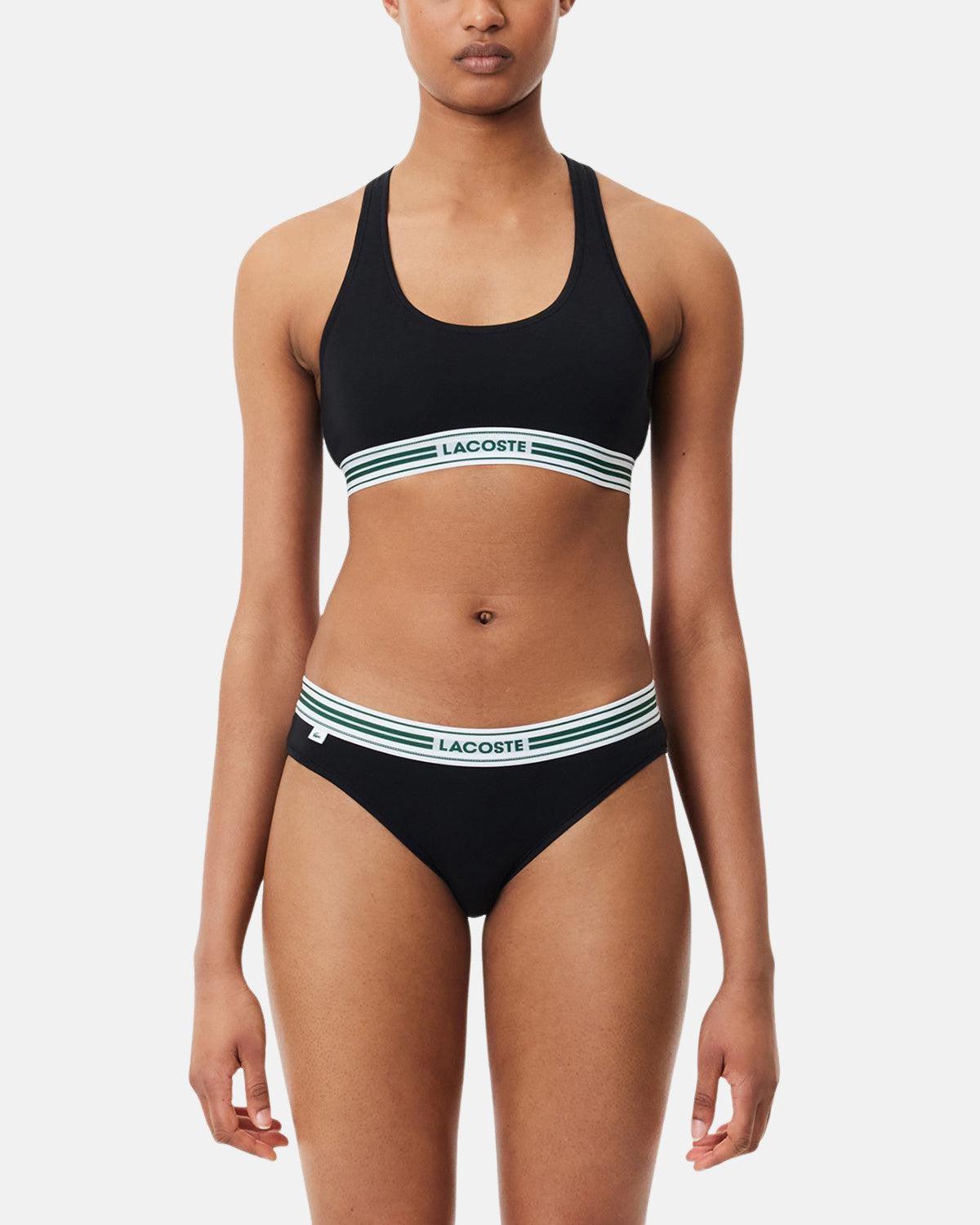 LACOSTE WOMENS HERITAGE STRETCH COTTON RACER BACK BRALETTE BLACK - northern threads