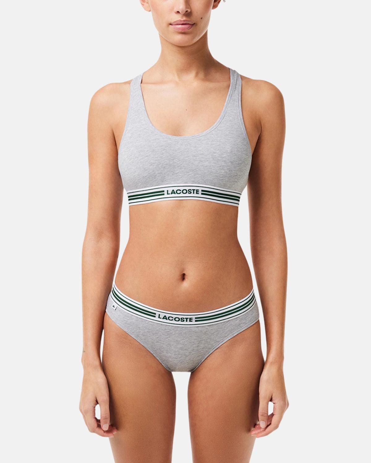 LACOSTE WOMENS HERITAGE STRETCH COTTON RACER BACK BRALETTE GREY CHINE - LACOSTE-IF8179-00-CCA-XS - northern threads uk