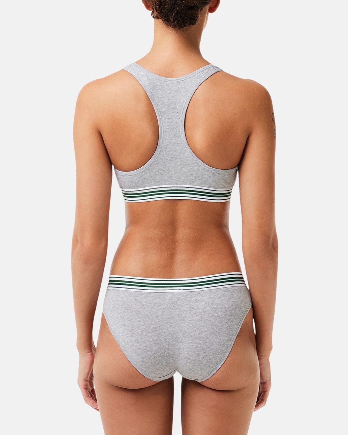 LACOSTE WOMENS HERITAGE STRETCH COTTON RACER BACK BRALETTE GREY CHINE - LACOSTE-IF8179-00-CCA-XS - northern threads uk
