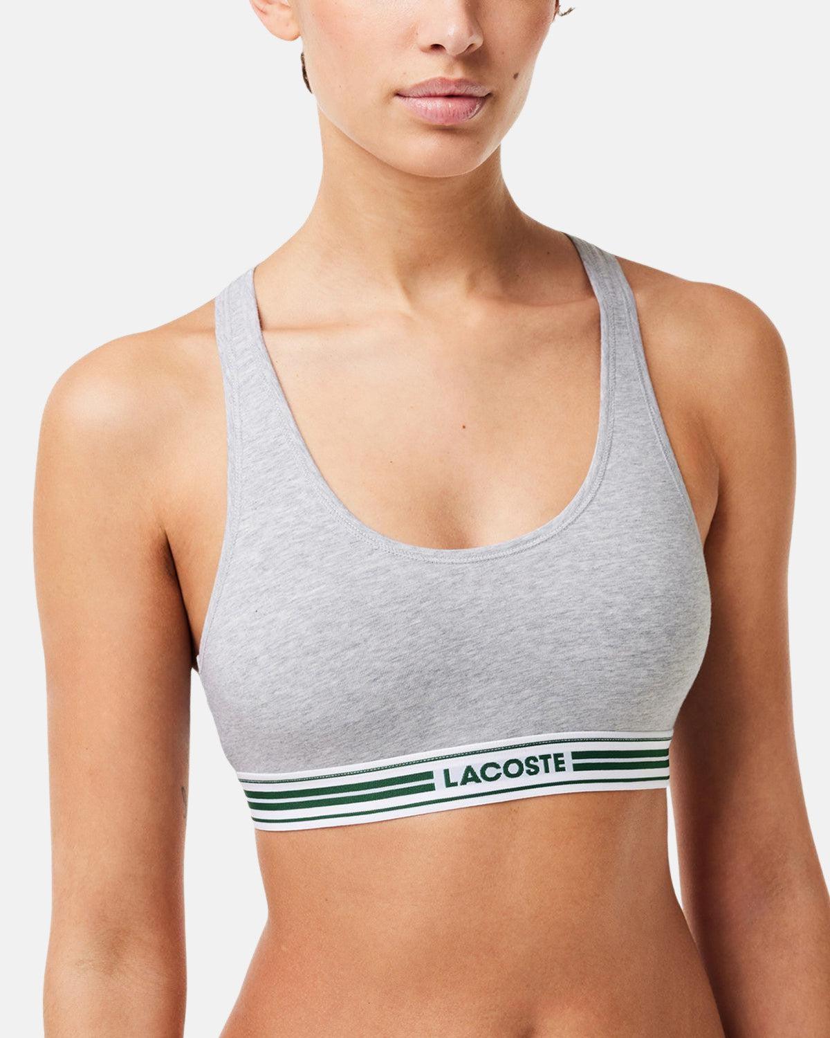 LACOSTE WOMENS HERITAGE STRETCH COTTON RACER BACK BRALETTE GREY CHINE - LACOSTE-IF8179-00-CCA-XS - northern threads uk