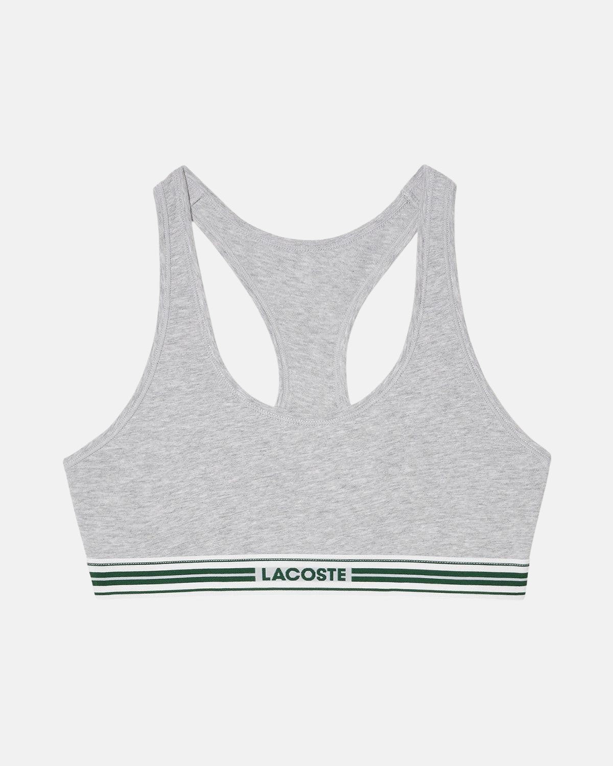 LACOSTE WOMENS HERITAGE STRETCH COTTON RACER BACK BRALETTE GREY CHINE - LACOSTE-IF8179-00-CCA-XS - northern threads uk