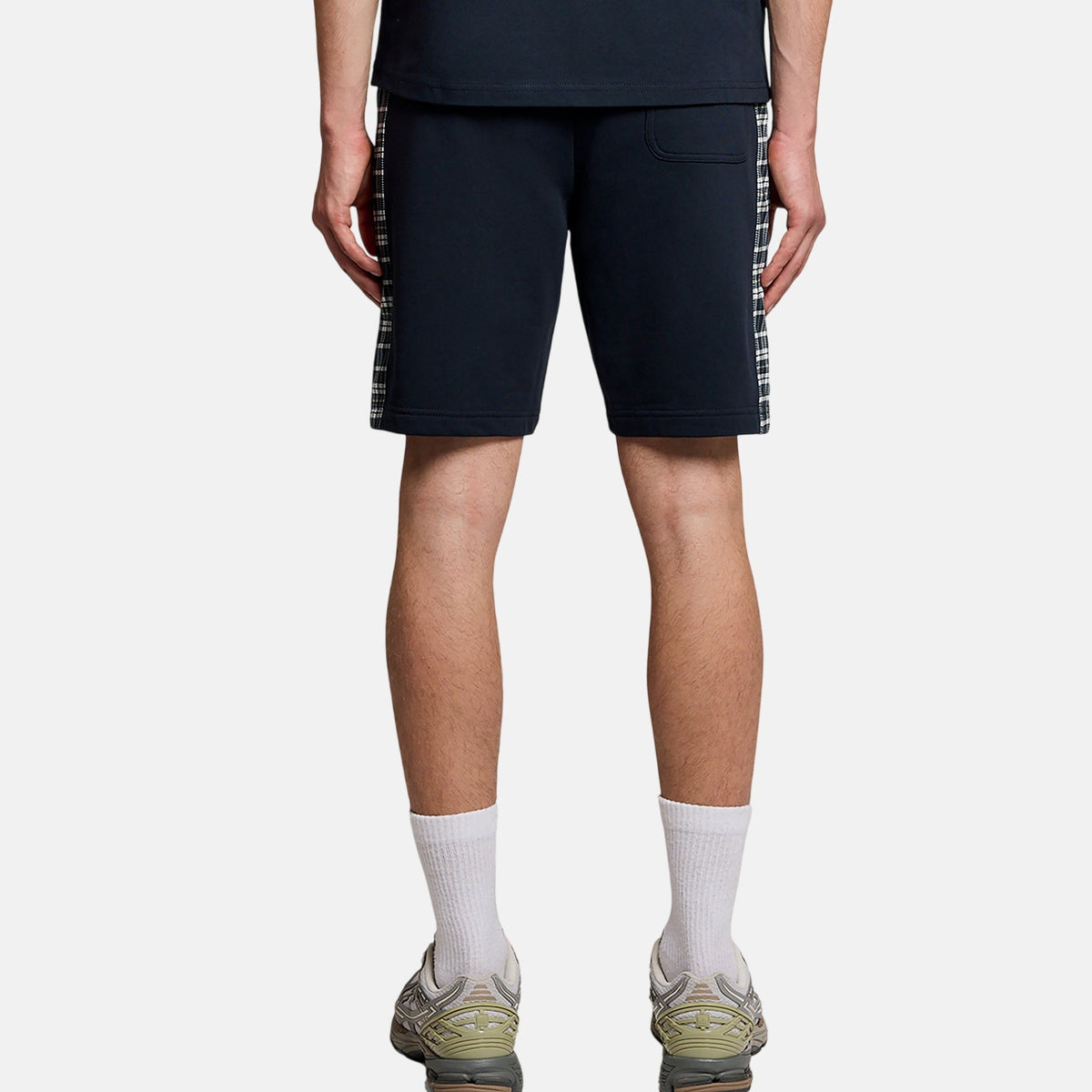 Lyle & Scott Check Panelled Sweat Shorts Dark Navy | Northern Threads Designer Menswear