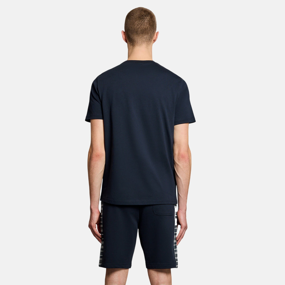 Lyle & Scott Check Panelled T-Shirt Dark Navy | Northern Threads Designer Menswear