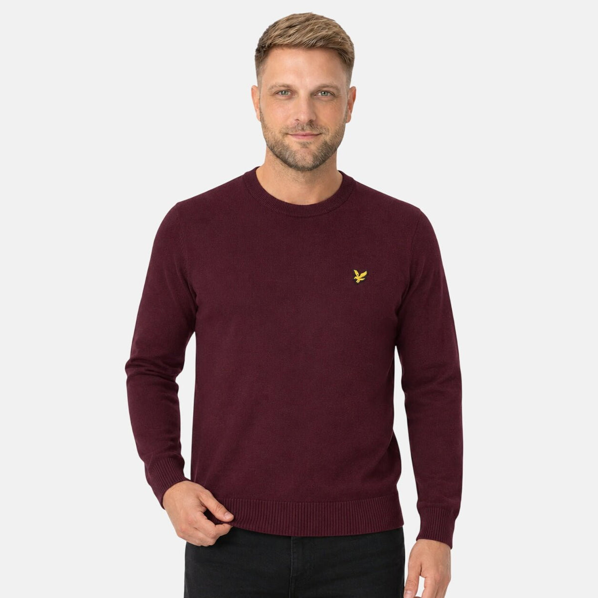 Lyle & Scott Merino Crew Neck Jumper Burgundy | Northern Threads Designer Menswear