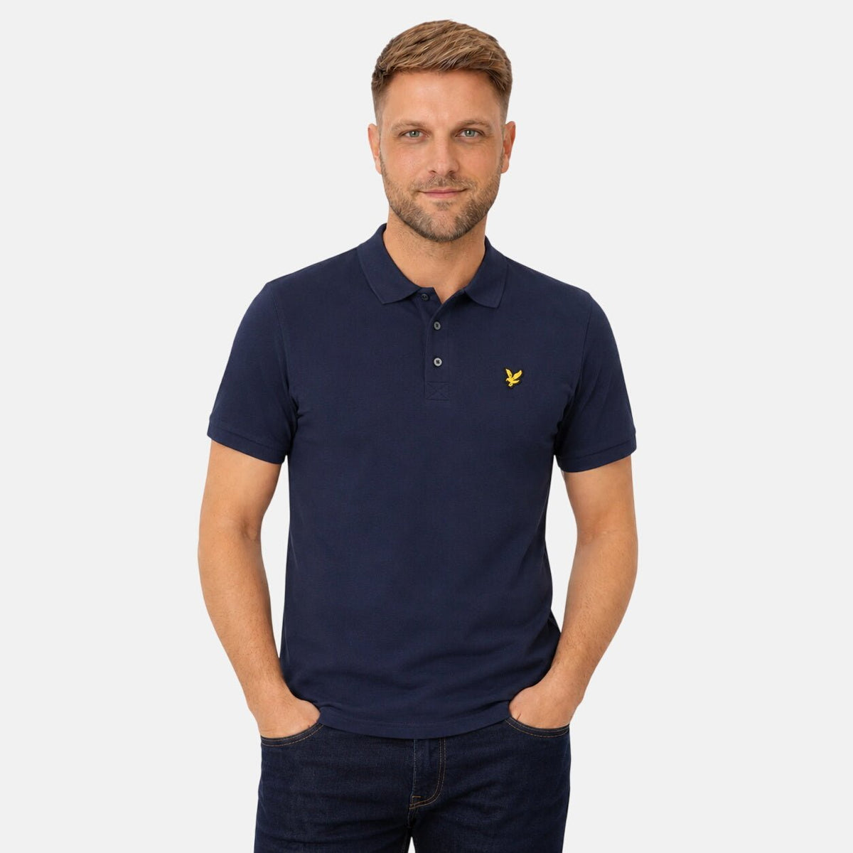 Lyle & Scott Plain Polo Shirt Dark Navy | Northern Threads Designer Menswear