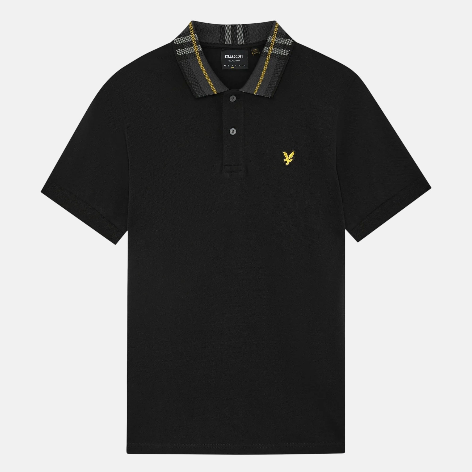 Lyle & Scott Tartan Collar Polo Shirt Jet Black - SPR1209-M - northern threads uk