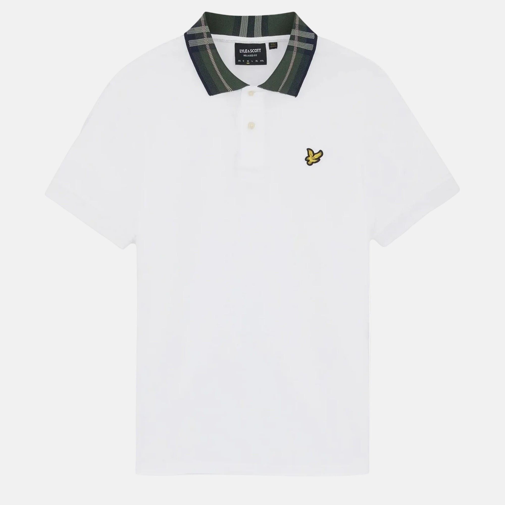 Lyle & Scott Tartan Collar Polo Shirt White - SPR1208-M - northern threads uk