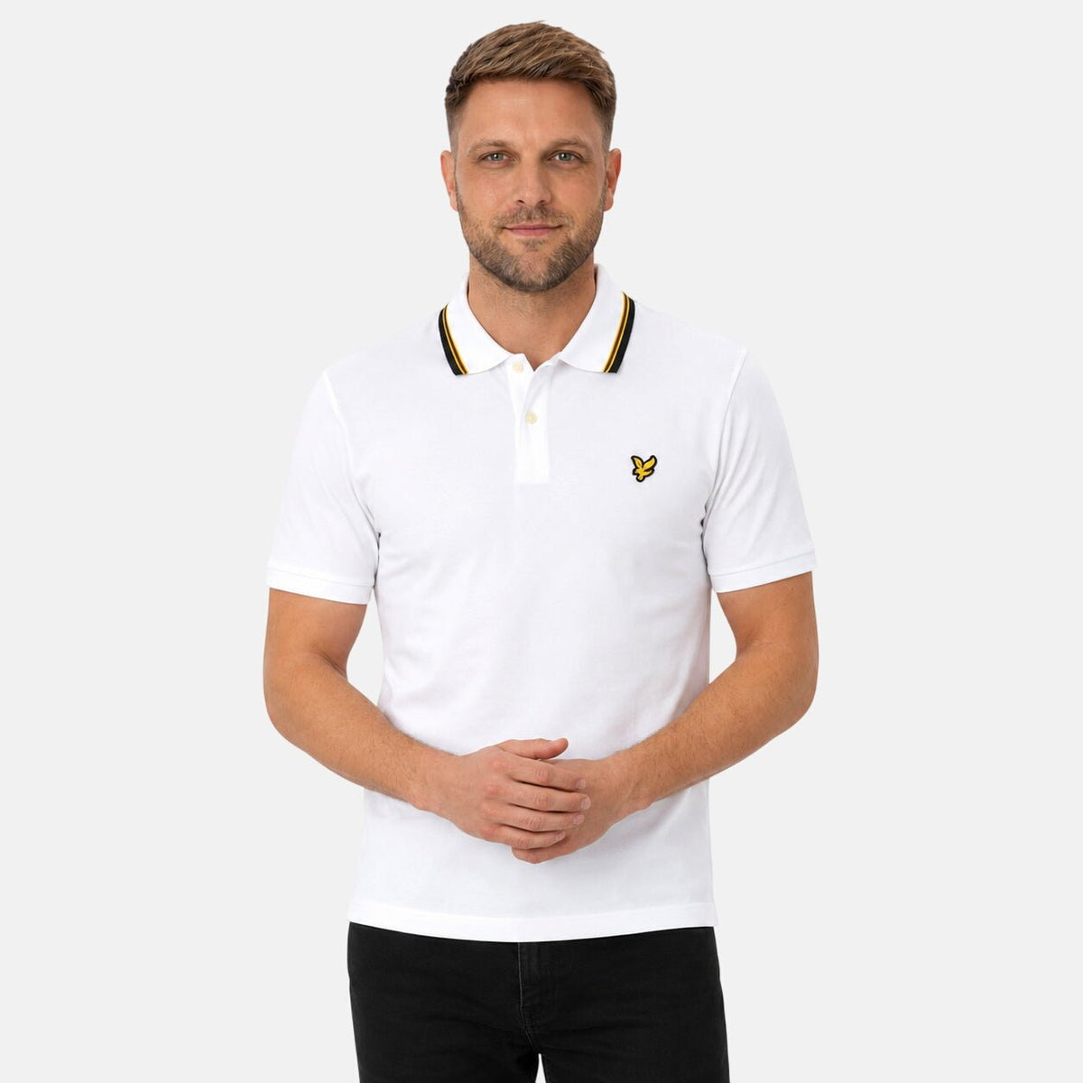 Lyle & Scott Tipped Track Polo Shirt White | Northern Threads Designer Menswear
