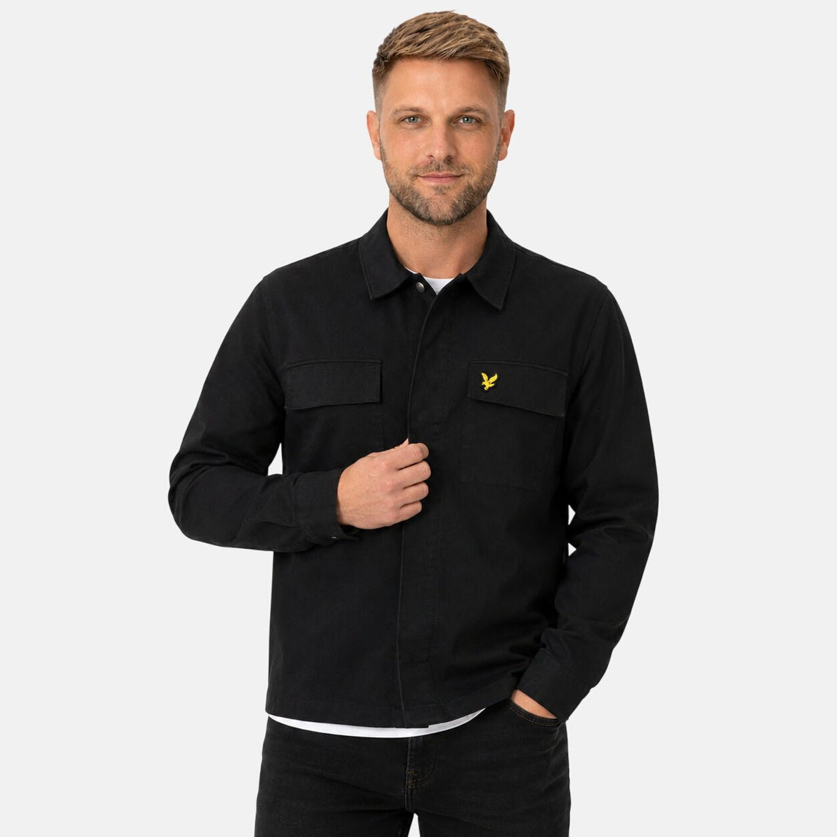 Lyle & Scott Washed Overshirt Jet Black | Northern Threads Designer Menswear