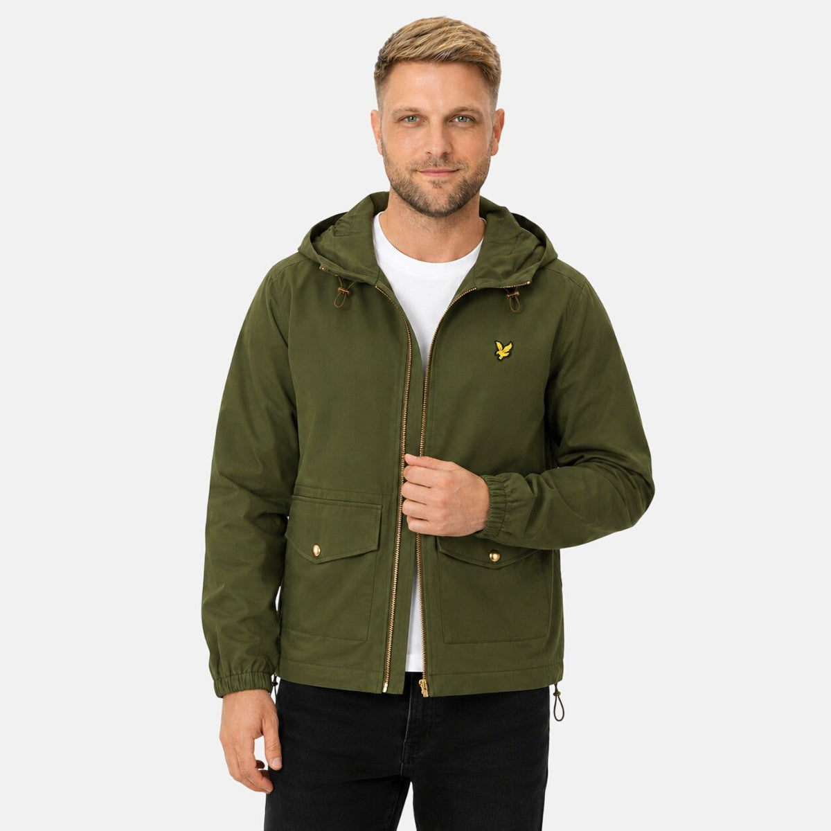 Lyle & Scott Waxed Hooded Utility Jacket True Olive | Northern Threads Designer Menswear