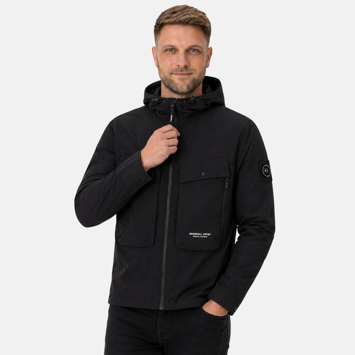 Marshall Artist Amerigo Hooded Overshirt Black | Northern Threads Designer Menswear