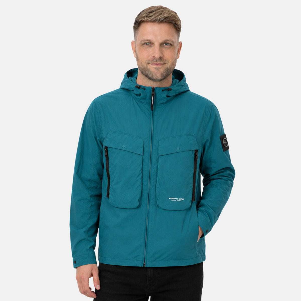 Marshall Artist Amerigo Hooded Overshirt Teal | Northern Threads Designer Menswear