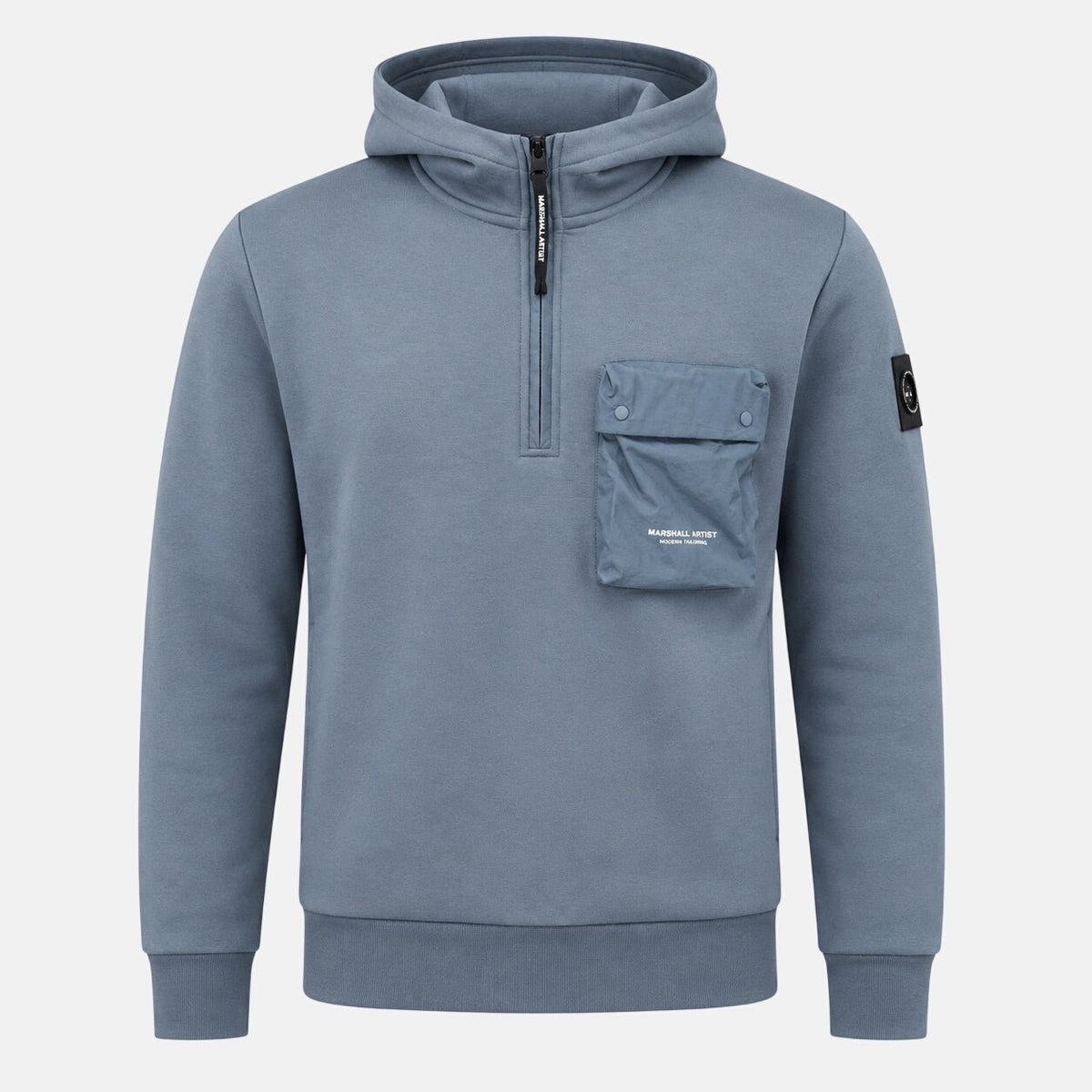 Marshall Artist Centro 1/4 Zip Hooded Sweatshirt Storm Grey | Northern Threads Designer Menswear