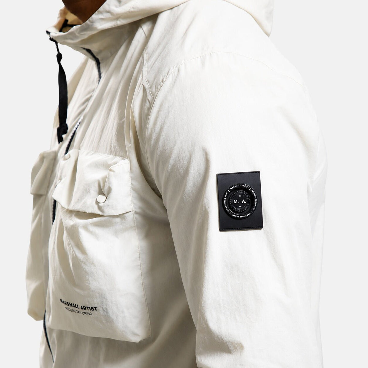 Marshall Artist Centro Hooded Overshirt Silver Birch | Northern Threads Designer Menswear
