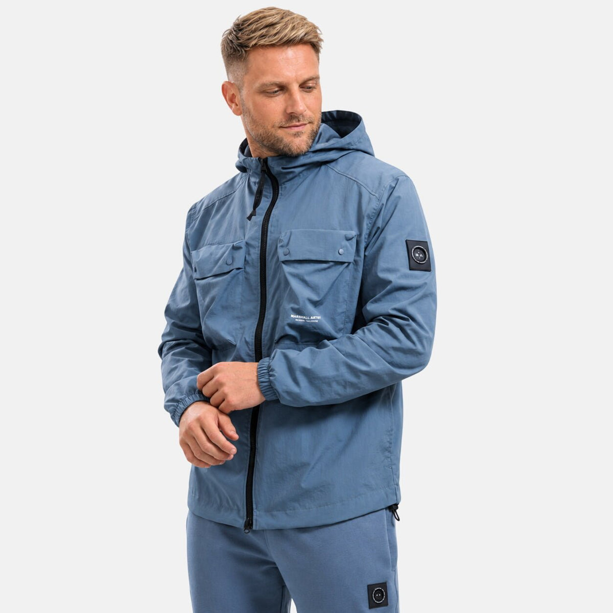 Marshall Artist Centro Hooded Overshirt Storm Grey | Northern Threads Designer Menswear