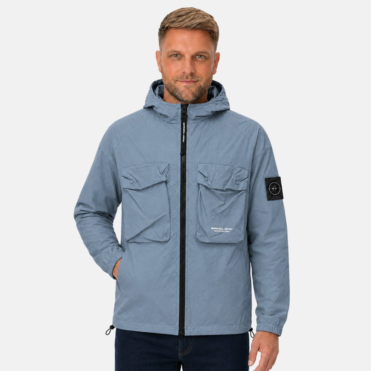 Marshall Artist Centro Hooded Overshirt Storm Grey | Northern Threads Designer Menswear