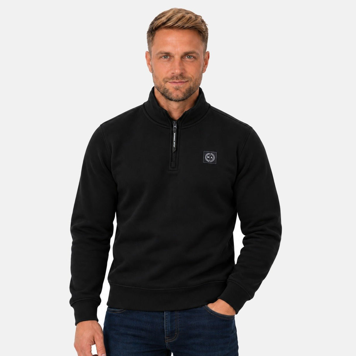 Marshall Artist Marchio 1/4 Zip Sweatshirt Black | Northern Threads Designer Menswear